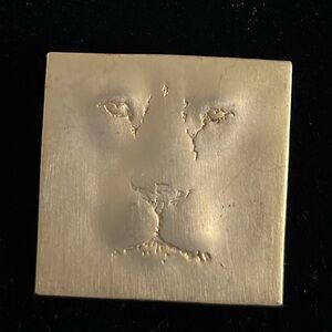 Vintage JJ Gold-Tone Lion Face Square Pin